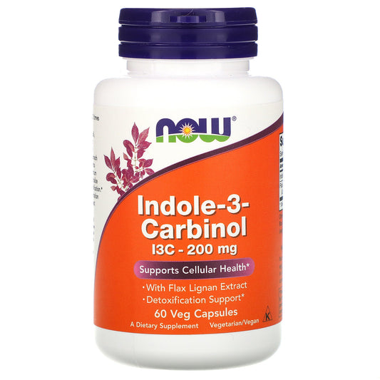 NOW Indole-3-Carbinol (I3C) 200 mg - 60 capsule vegetali, supporta la salute cellulare